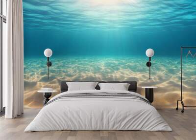 underwater background. beautiful sand under clear water. rays of the sun Wall mural