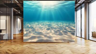 underwater background. beautiful sand under clear water. rays of the sun Wall mural