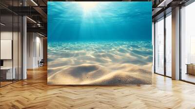 underwater background. beautiful sand under clear water. rays of the sun Wall mural