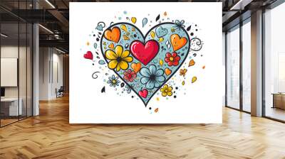 Greeting card for February 14 or March 8 in the shape of a flower heart. A bitmap copy of the illustration. Wall mural