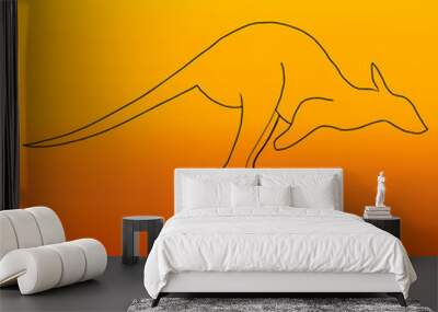 kangaroo on a background of fire. fire in australia. help people and animals. poster for news, newsp Wall mural