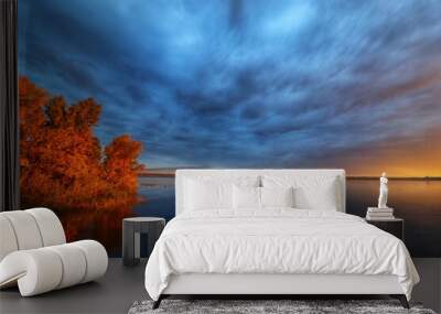 sunset over the river Wall mural