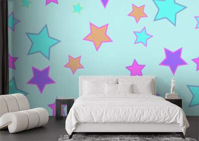  geometric pattern of a star in outline on a blue background Wall mural