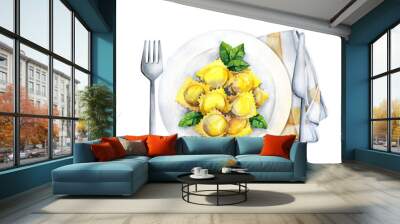 Ravioli watercolor  illustration Wall mural