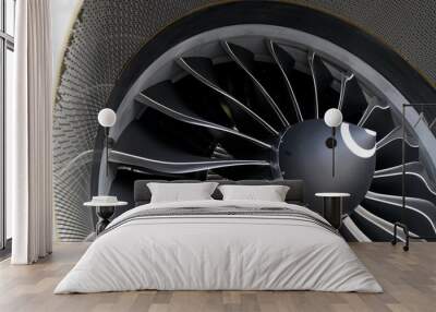 Airbus A320 NEO engine. Modern aircraft. CFM Leap-1A engine. Airplane engine. Aircraft engine blades. Wall mural