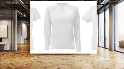 Polo shirt mock up. Men long sleeve apparel blank. Young fashion textile sport wear model set for promotion, editable design. White sweatshirt template front. Male tshirt and undershirt Wall mural