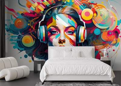 art drawing of a DJ with paint on a gray background 4k Wall mural