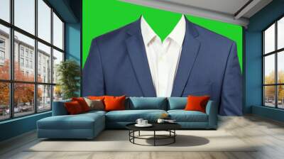 Men's suit on a green background for montage. Wall mural