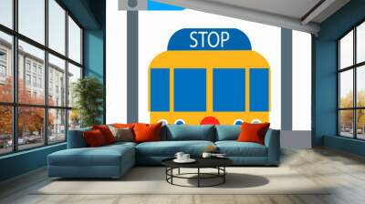 vector illustration depicting a public transport stop for prints on banners, signs and icon creation Wall mural