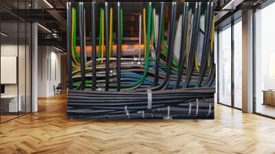 Hydraulic tube line and electrical cables. Wall mural