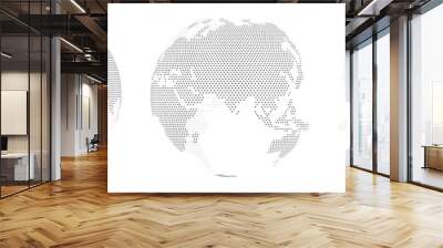 A set of three options for different locations of the globe, built from points. Isolated. Planet earth, abstract round map. Wall mural