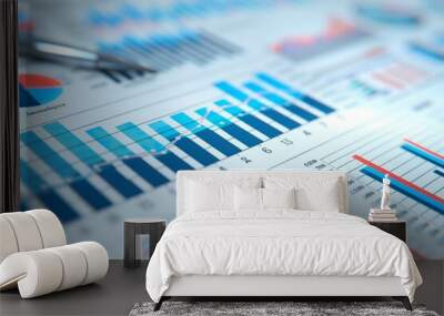 an illustration of a financial business scheme with diagrams showing profit and loss over time in dynamics Wall mural