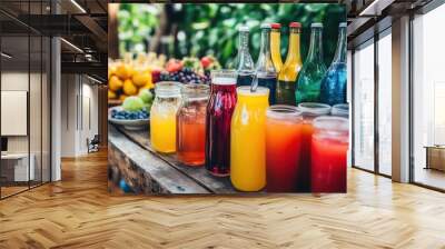 colorful array of beverages on a table, perfect for a party or gathering Wall mural