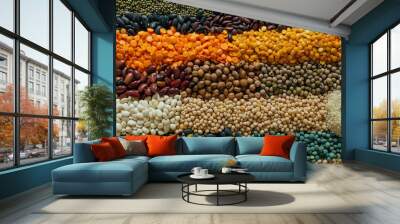 Different type of raw dry legumes composition. Mix organic legume concept Wall mural