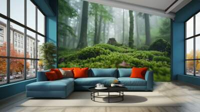 moss on forest hummocks Wall mural