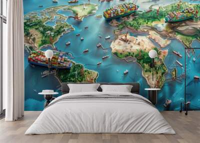 sea route logistics supply chain trade commerce business economy Wall mural