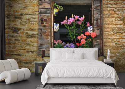 window with flowers Wall mural