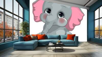 Greeting card cute cartoon Elephant Wall mural