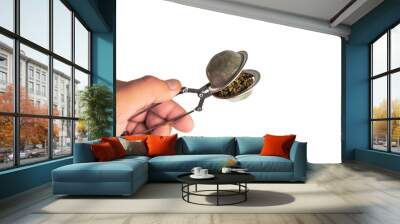 hands holding Chinese teguanin tea, on white background. Wall mural