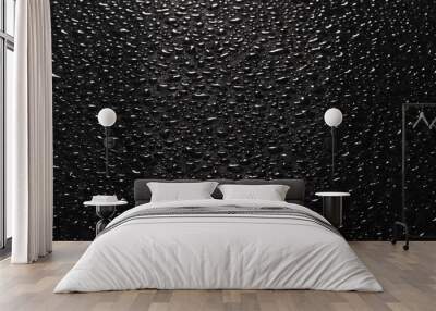 Water droplets on black background Wall mural