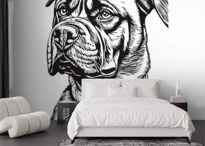 Neapolitan Mastiff dog breed line drawing, clip art animal hand drawing vector black and white sketch drawing Wall mural