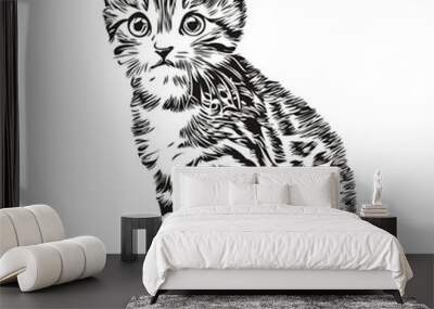 Realistic Cat vector, hand drawn animal illustration kitten Wall mural