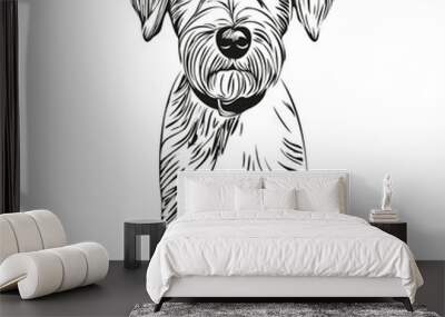 Sealyham Terrier dog breed line drawing, clip art animal hand drawing vector black and white realistic breed pet Wall mural