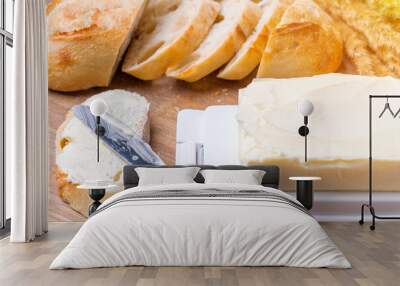 Sandwich with butter on a cutting board, butter dish with butter and a table knife Wall mural