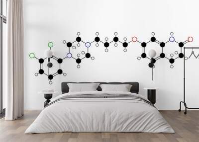 aripiprazole molecule, structural chemical formula, ball-and-stick model, isolated image atypical antipsychotic Wall mural