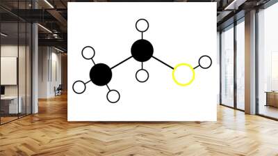 ethanethiol molecule, structural chemical formula, ball-and-stick model, isolated image ethyl mercaptan Wall mural