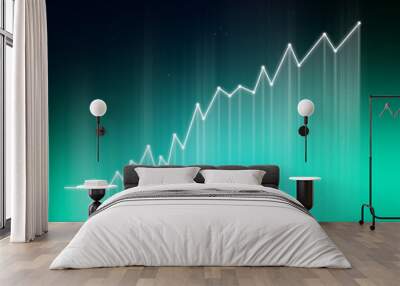 futuristic chart with upward movement on an abstract background. stock growth concept, cryptocurrency, stock market Wall mural