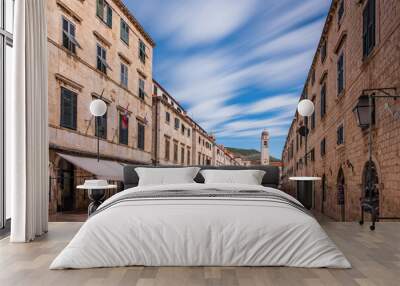 Dubrovnik, Croatia. Dubrovnik old city street view (medieval Ragusa) in Stradum area. Long exposure picture, september 2020 Wall mural