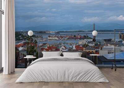 Stavanger, Norway - View of the city from above. July 2019 Wall mural