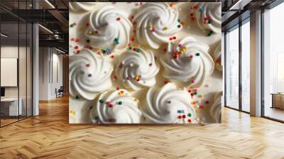 Festive curls for white cream cake with multicolored sprinkles Wall mural