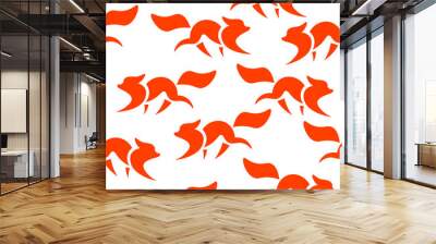 red fox, animal, fashion flat design vector seamless pattern on white background. Concept for wallpaper, wrapping paper, cards  Wall mural