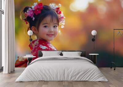 Siti-Go-San is a children's holiday in Japan. children in Japan Wall mural