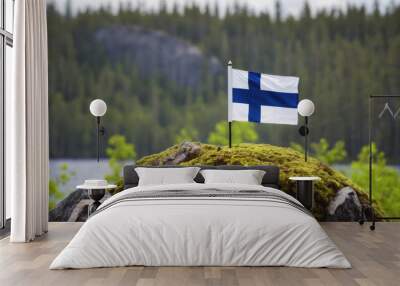 the flag of Finland. Finnish holidays Wall mural