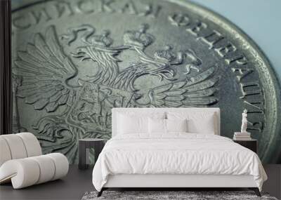 One Russian Ruble coin with double eagle Wall mural