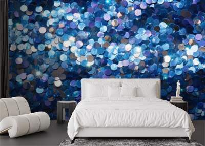 sparkling material with shiny sequin embroidery in blue purple colors Wall mural