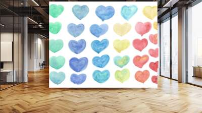 Watercolor hearts Wall mural