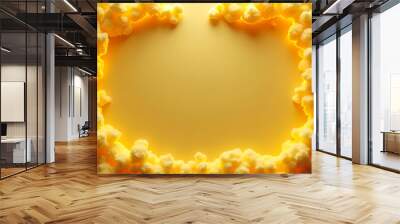 Abstract yellow fluffy frame with glowing effect, empty center for text Wall mural