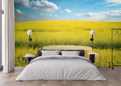 create mustard field , make round stage  mustard flowers Wall mural