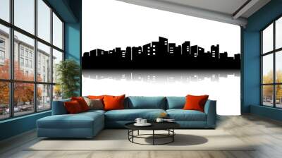 skyline of the city reflection below with ferris wheel shade Wall mural