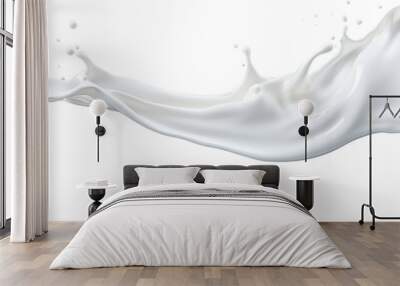  photorealistic image of a splash of milk. splash of white milk, cream with drops and splashes. Wall mural