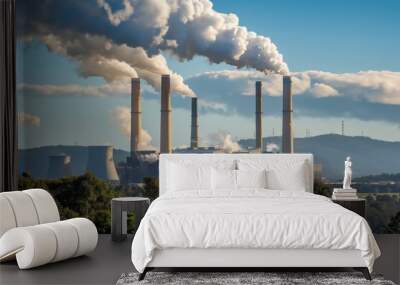 Coal fired power station in emits pollution, contributing to global warming and climate change Wall mural