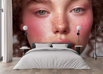 Close-Up Portraits Highlighting the Allure of Powdered Blush on Radiant Skin Wall mural