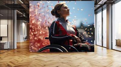 Paralympian in a wheelchair during the competition. Inclusive sport for people with special needs Wall mural