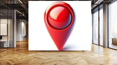 red location icon on the map, highlighted on a white background, three de image Wall mural