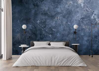 Dark blue textured wall with rough surface patterns Wall mural