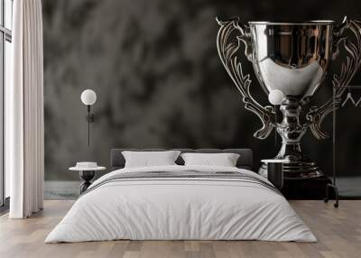 Elegant silver trophy cup on a textured grey background Wall mural